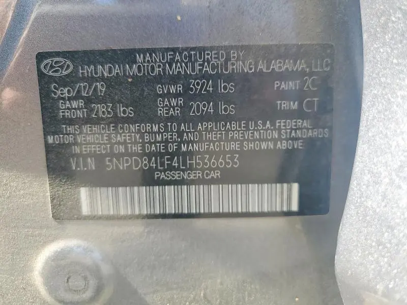 2020 HYUNDAI ELANTRA SEL  
