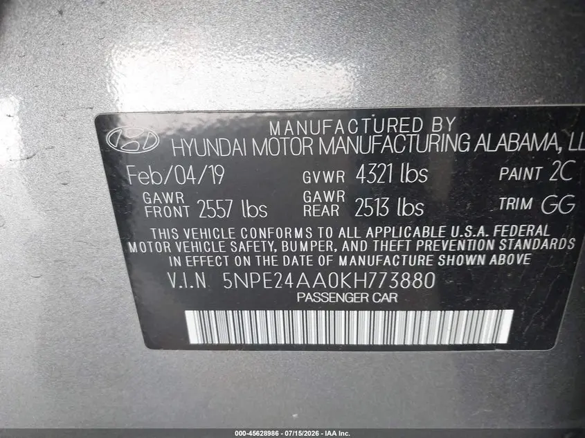 2019 HYUNDAI SONATA ECO