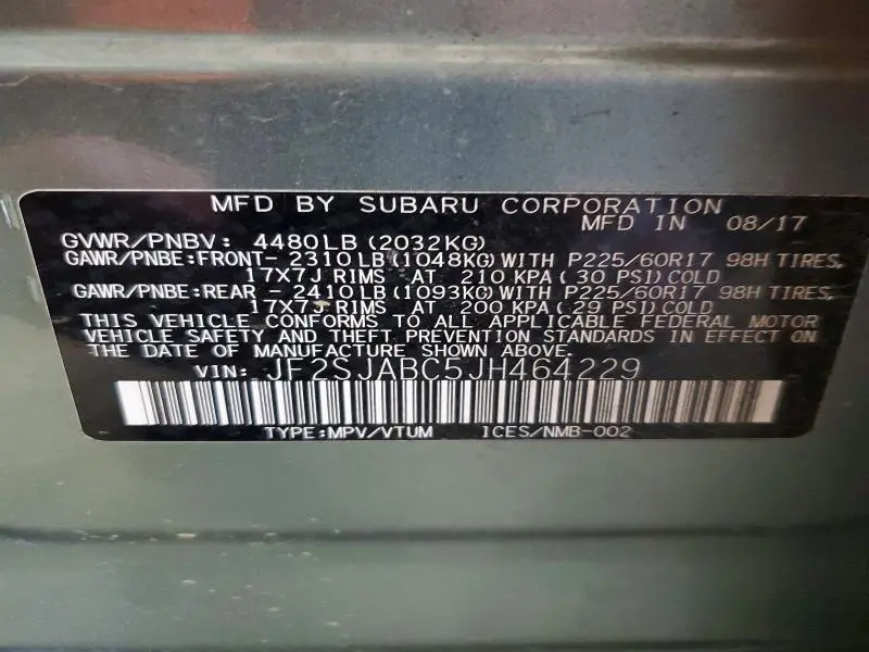 2018 SUBARU FORESTER 2.5I  