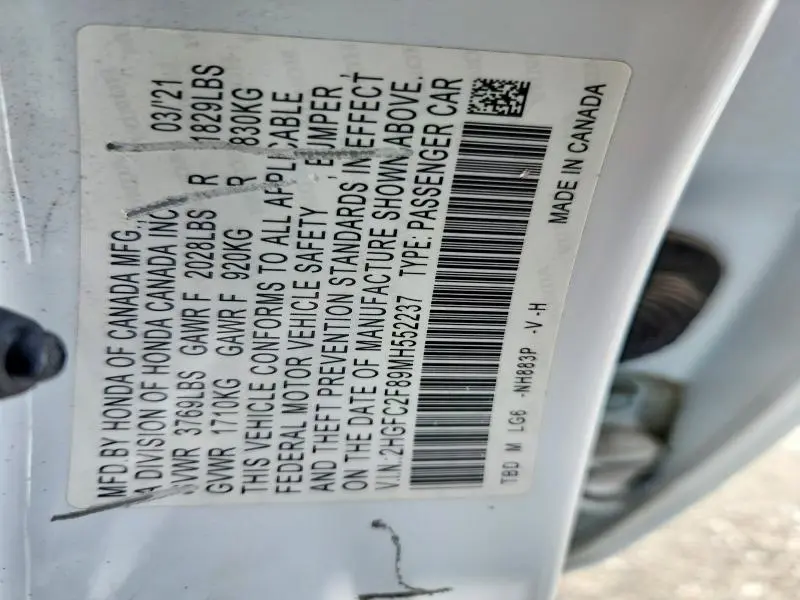 2021 HONDA CIVIC SPORT  