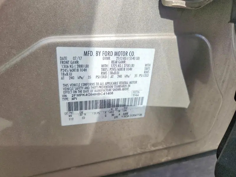 2017 FORD EDGE SE  