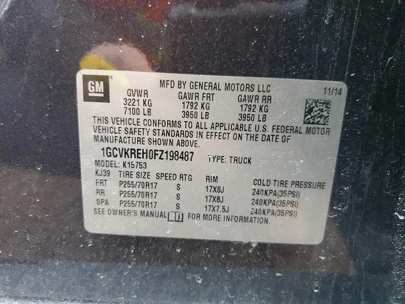 2015 CHEVROLET SILVERADO K1500 LT  