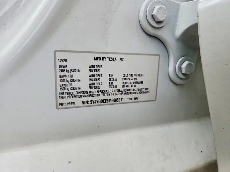 2021 TESLA MODEL Y   