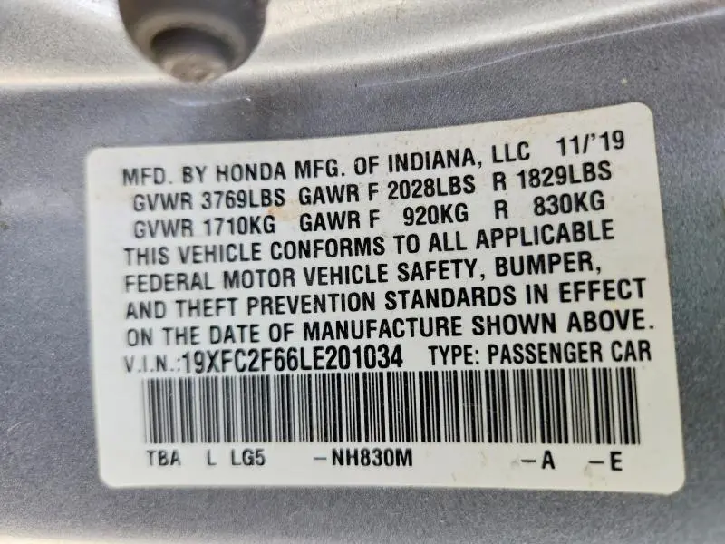 2020 HONDA CIVIC LX  