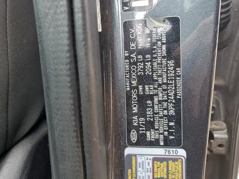 2020 KIA FORTE FE  