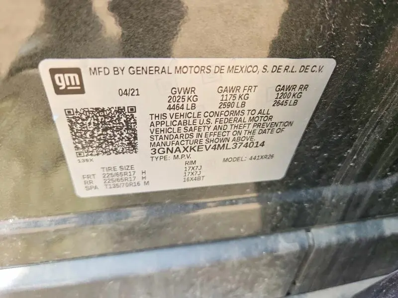 2021 CHEVROLET EQUINOX LT  