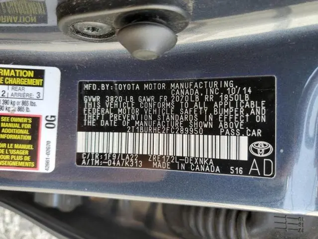 2015 TOYOTA COROLLA L  