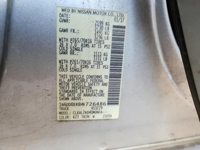 2017 NISSAN FRONTIER S  