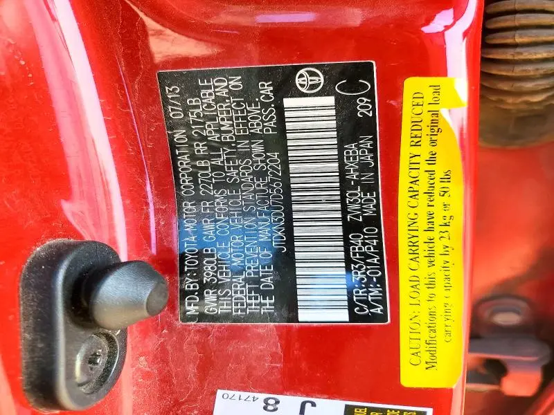 2013 TOYOTA PRIUS TWO  