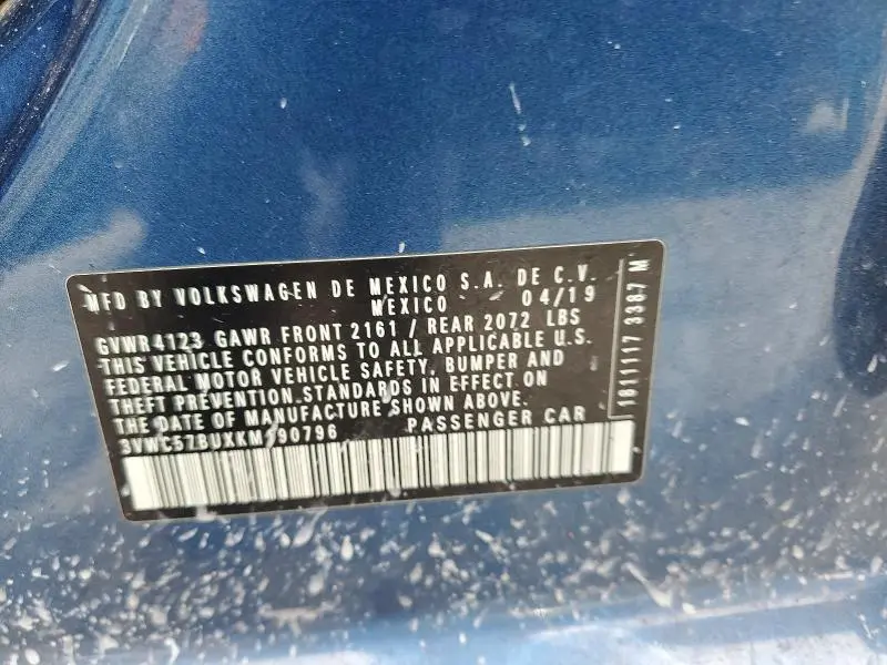 2019 VOLKSWAGEN JETTA S  