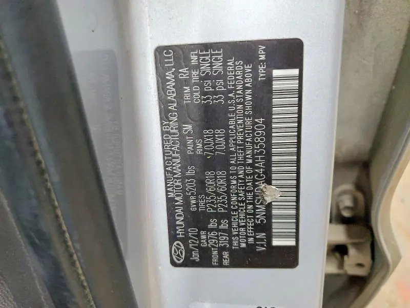 2010 HYUNDAI SANTA FE SE  