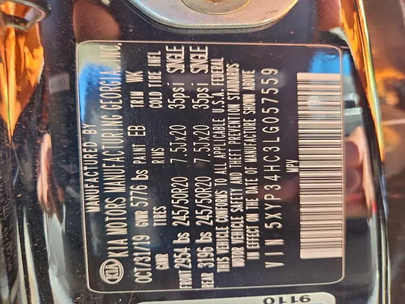 2020 KIA TELLURIDE EX  