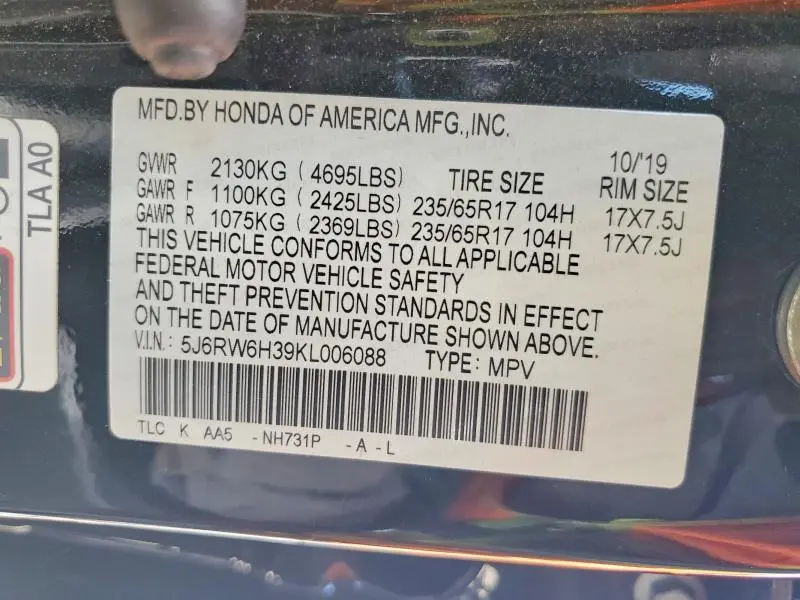 2019 HONDA CR-V LX  