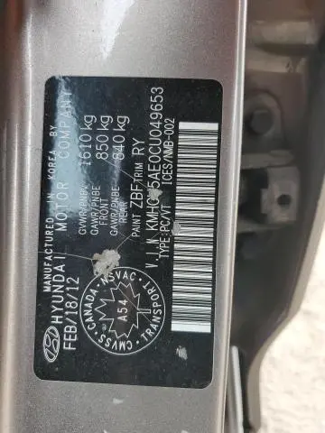 2012 HYUNDAI ACCENT GLS  
