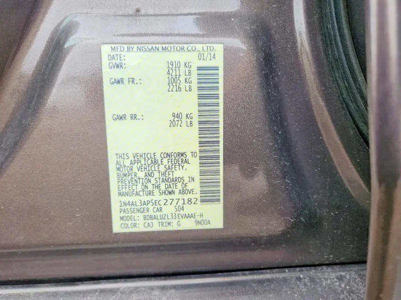 2014 NISSAN ALTIMA 2.5 SV  