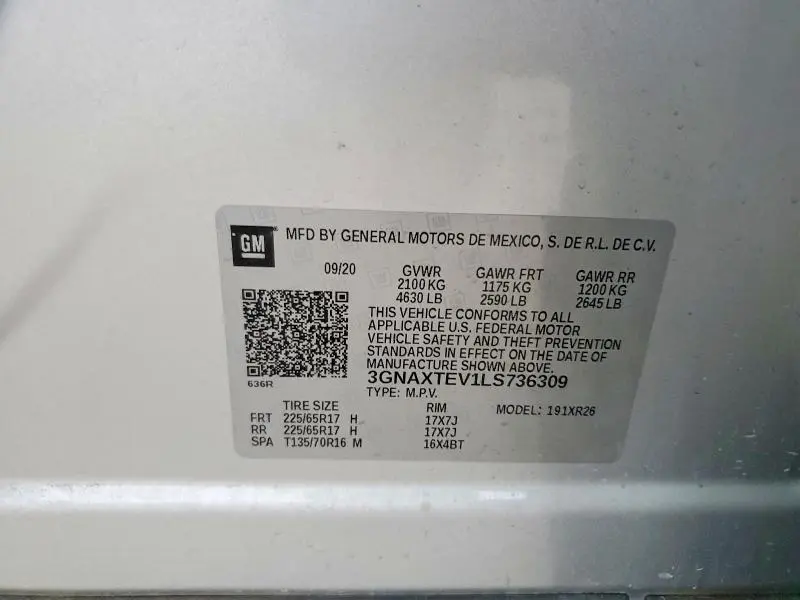 2020 CHEVROLET EQUINOX LT  