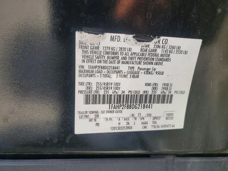 2013 FORD TAURUS LIMITED  