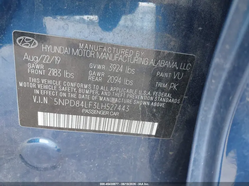 2020 HYUNDAI ELANTRA LIMITED