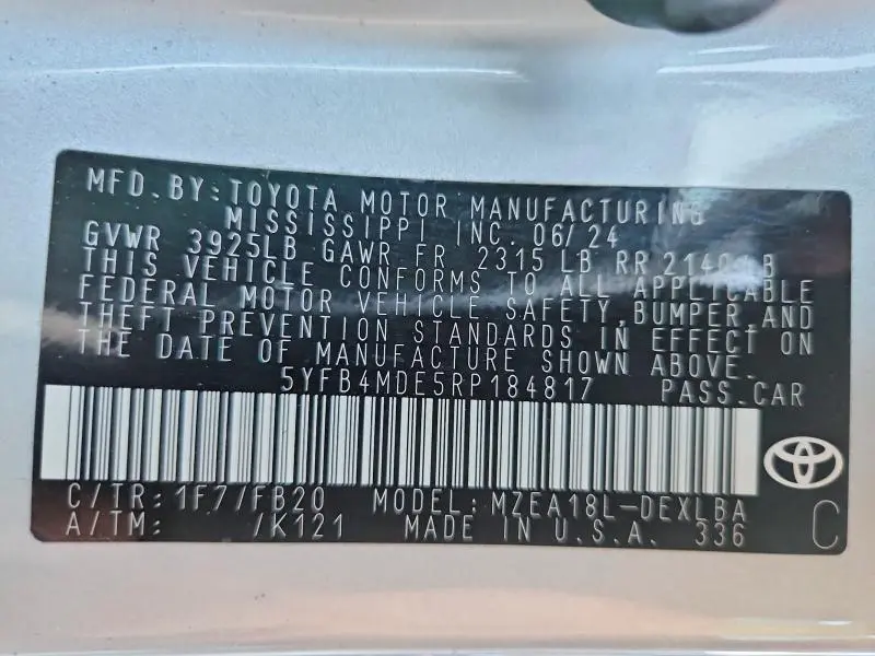 2024 TOYOTA COROLLA LE  