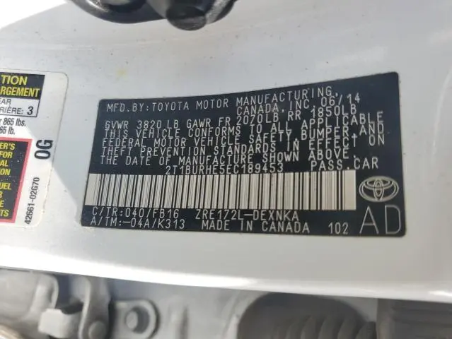 2014 TOYOTA COROLLA L  