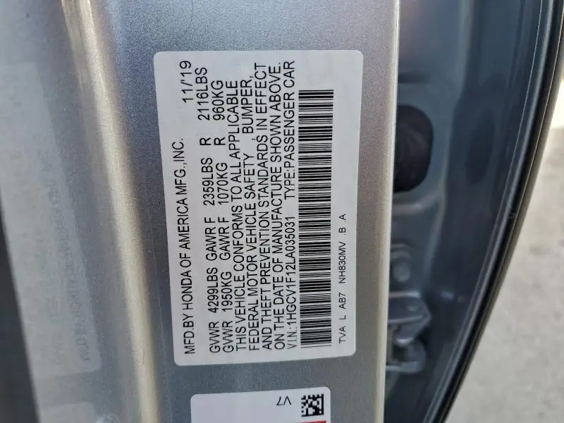 2020 HONDA ACCORD LX  