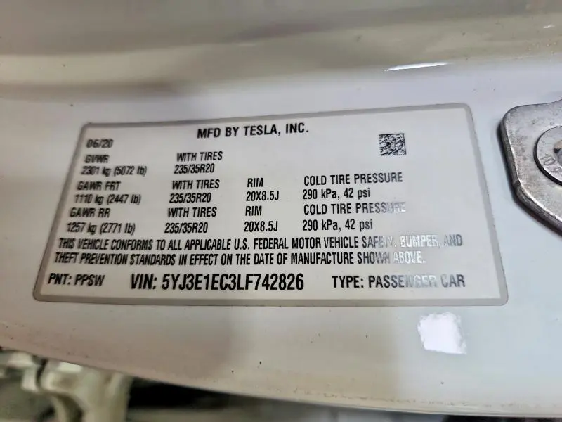 2020 TESLA MODEL 3   