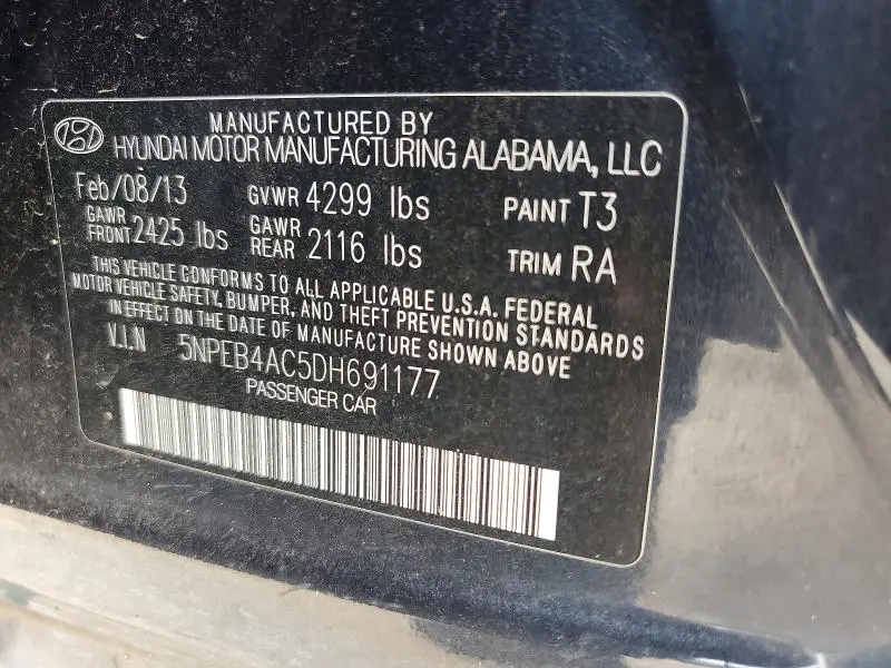 2013 HYUNDAI SONATA GLS  