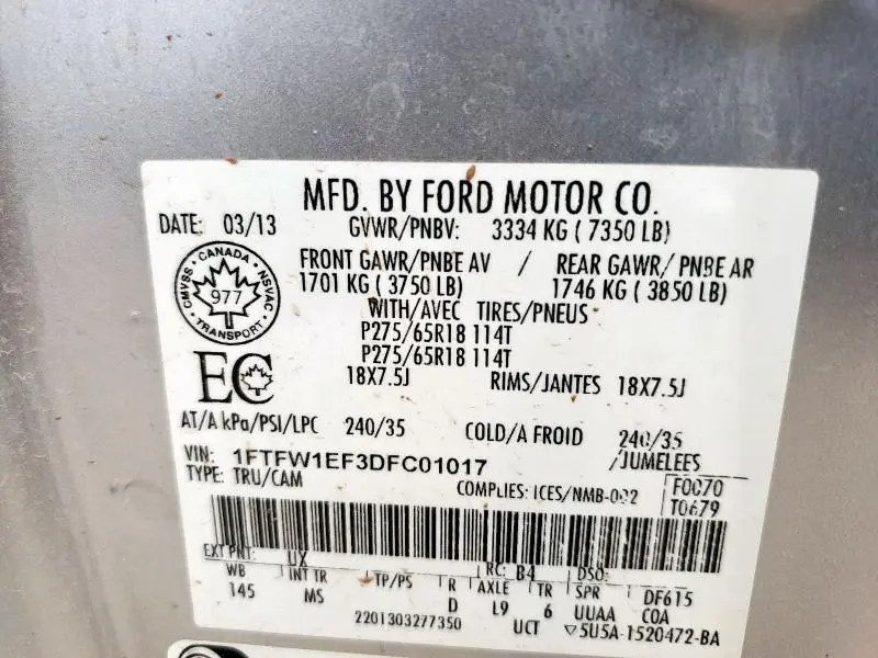 2013 FORD F150 SUPERCREW  