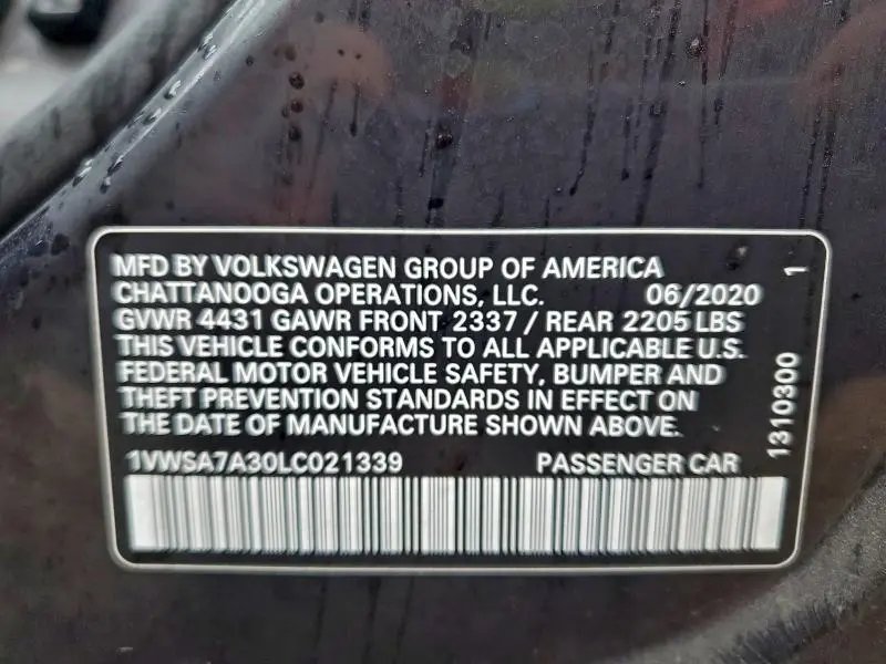 2020 VOLKSWAGEN PASSAT SE  