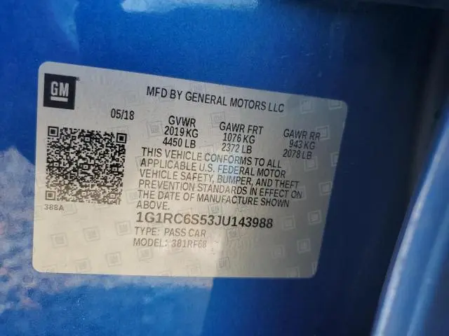 2018 CHEVROLET VOLT LT  