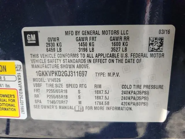 2016 GMC ACADIA SLE  