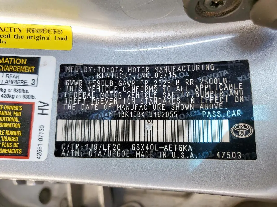 2015 TOYOTA AVALON XLE  