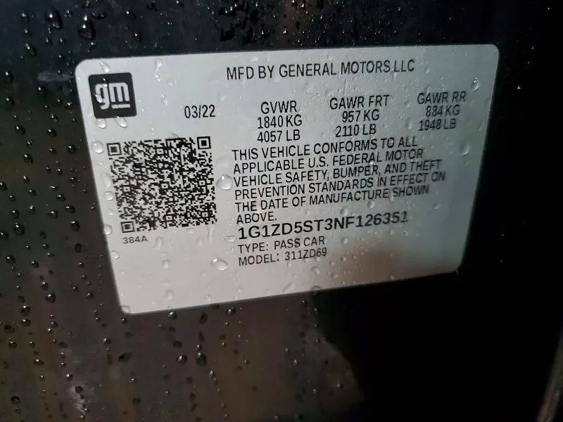2022 CHEVROLET MALIBU LT  