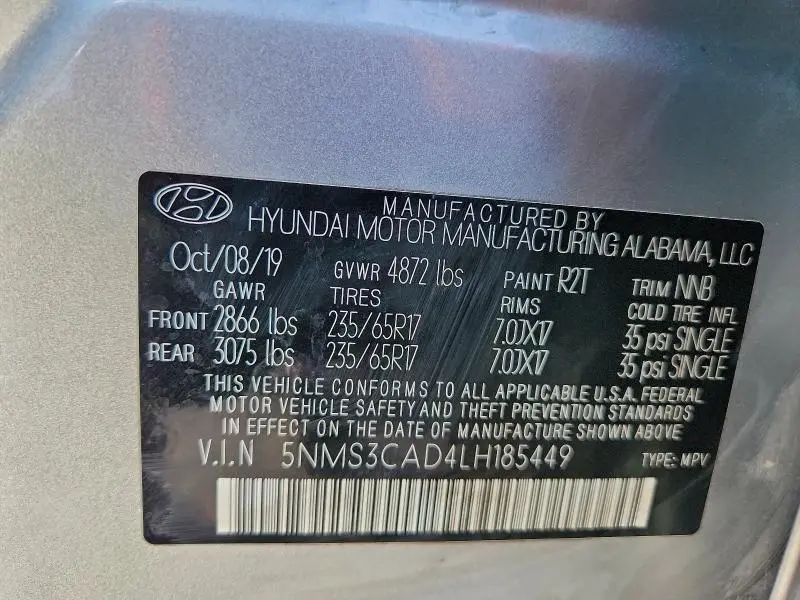 2020 HYUNDAI SANTA FE SEL  