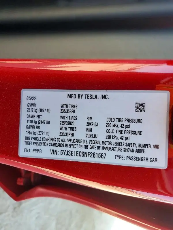 2022 TESLA MODEL 3   