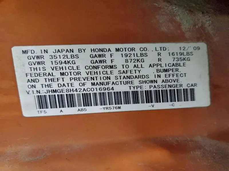 2010 HONDA FIT SPORT  