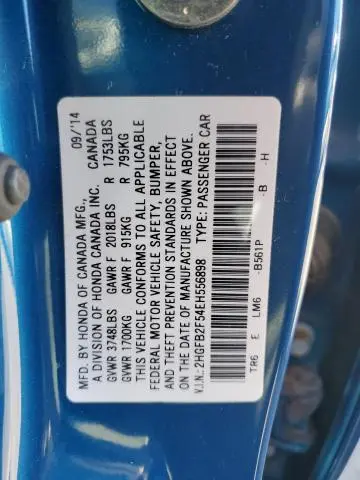 2014 HONDA CIVIC LX  