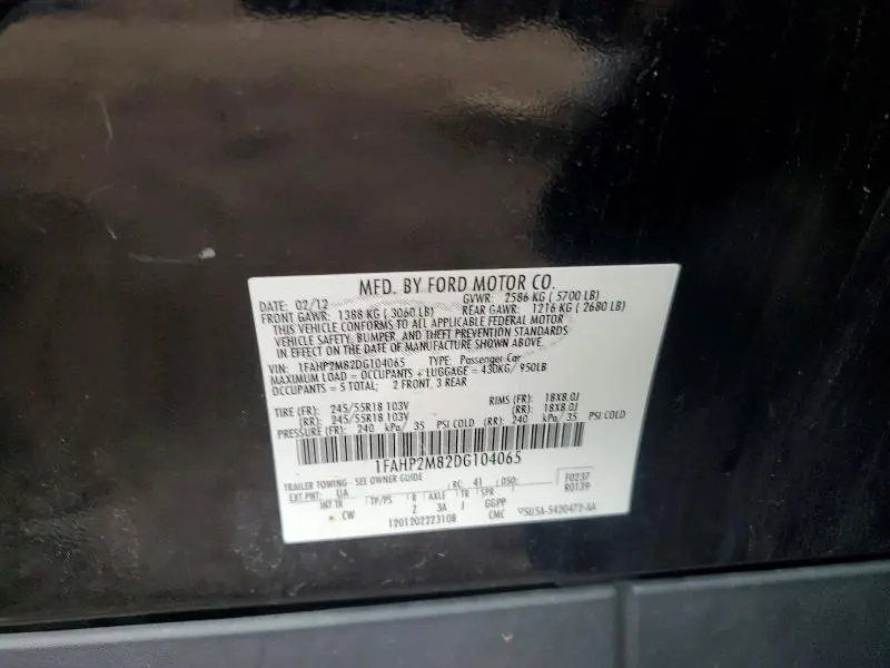 2013 FORD TAURUS POLICE INTERCEPTOR  