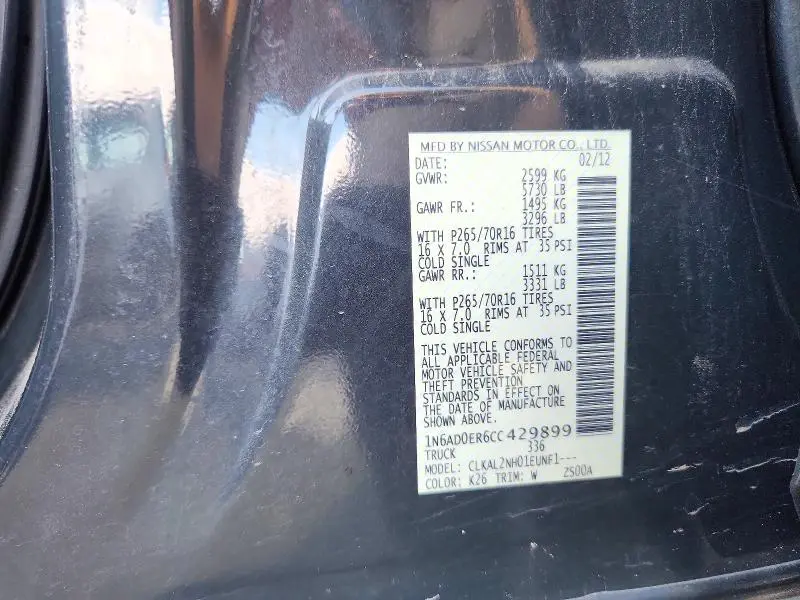 2012 NISSAN FRONTIER S  