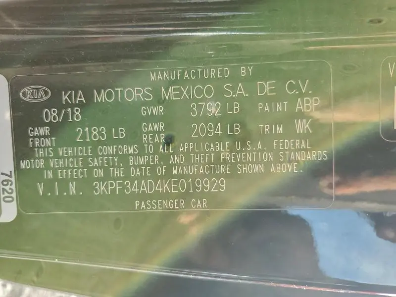 2019 KIA FORTE GT LINE  