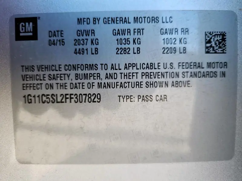 2015 CHEVROLET MALIBU 1LT  