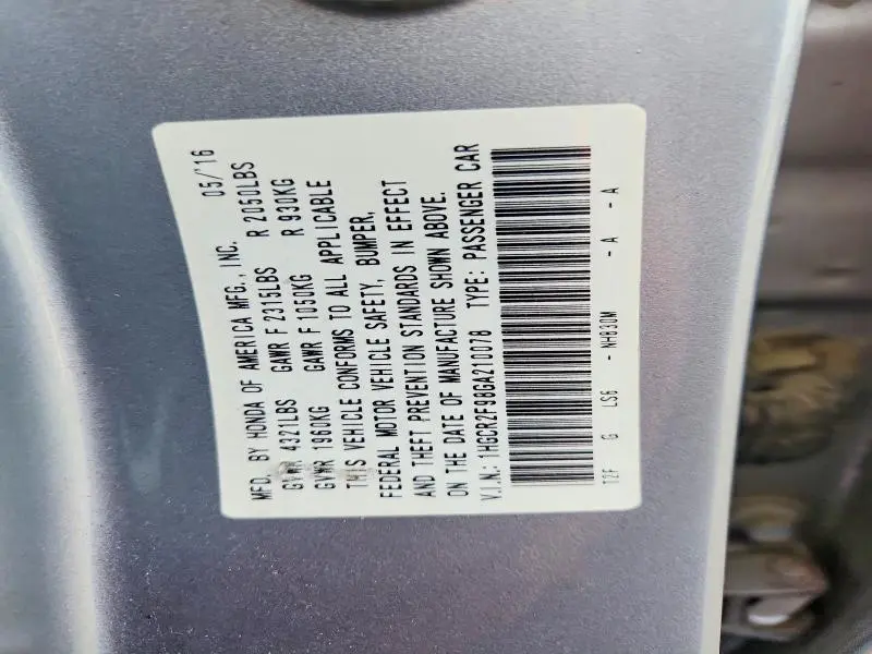 2016 HONDA ACCORD EXL  