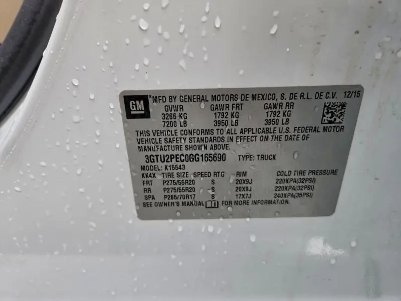 2016 GMC SIERRA K1500 DENALI  