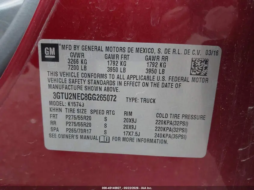 2016 GMC SIERRA 1500 SLT