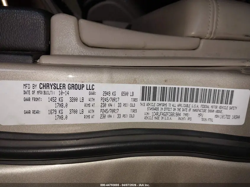 2015 JEEP GRAND CHEROKEE LAREDO