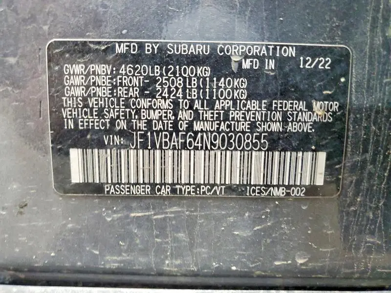 2022 SUBARU WRX PREMIUM  