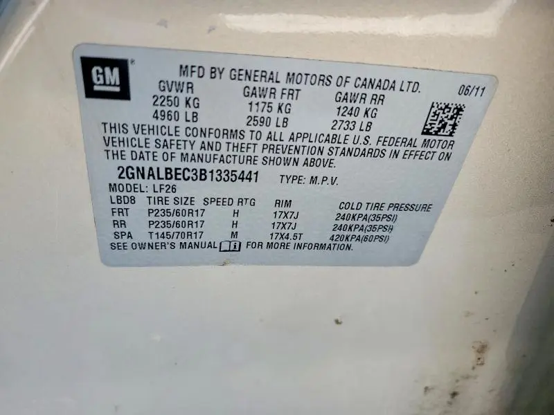 2011 CHEVROLET EQUINOX LS  