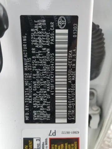 2015 TOYOTA CAMRY LE  