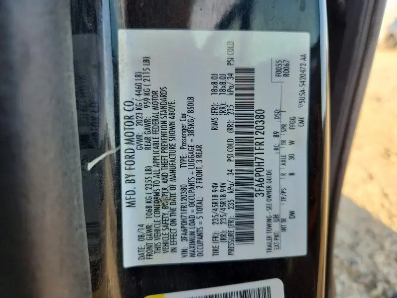 2015 FORD FUSION SE  