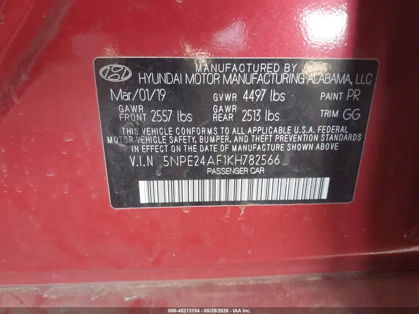 2019 HYUNDAI SONATA SE